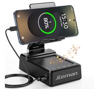 JTEMAN Gifts for Men Women,Adjustable Cell Phone Stand with Bluetooth Speaker and Charging Function,Cool Tech Gadgets Gift Idea for Dad Mom Birthday