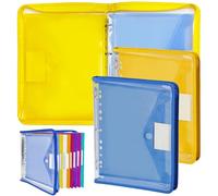 JTENGYAO 2 Pack A4 Ring Binder Folder, Document Organizer with 16 Colorful Punched Pockets, A4 File Binder for Paperwork, Bills & Receipts, Portable Folder Organizer for School Office Home