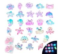 JTENGYAO 40PCS Mini Ocean Resin Animals Set with Storage Box | Mini Marine Creatures Figurines Tiny Sea Animal Resin Miniatures for Fairy Garden Dollhouse Aquarium Decoration DIY Crafts