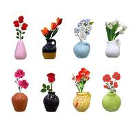 JTENGYAO 8pcs Mini Ceramic Vase Fridge Magnets, Cute Magnetic Tiny Flower Vases, 3D ins Style Cute Magnets, Suitable for Refrigerator Accessory, Kitchen, Office (No Flower)