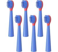 JTF Children's Toothbrush Replacement Heads, Compatible with JTF-J60 Electric Toothbrush (3-12 Years), Soft Bristles, Red & Blue, Pack of Six