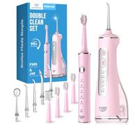 JTF Electric Toothbrush with Water Flosser Combo, 2-in-1 Portable Oral Clean Kit for Teeth Brushing & Flossing,Multiple Modes for Teeth Cleaning and Gum Health Home & Travel Use, Pink