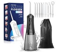 JTF Travel Water Flosser, 4 Modes 9 Jet Tips Portable Dental Water Flosser for Teeth Cordless, 300ML Teeth Water Jet Cleaner, USB Rechargeable Ipx7 Waterproof Oral Irrigator Tools for Home(Black)