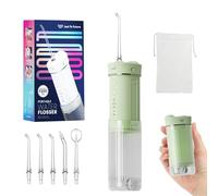 JTF Travel Water Flosser for Teeth Cordless, Mini Portable Oral Irrigator with 4 Modes, 5 Jet Tips, 230ml Water Tank, Ipx7 Waterproof Small Dental Teeth Electric Flosser for Teeth Gums, Green