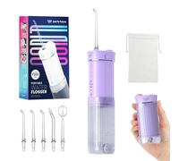 JTF Travel Water Flosser for Teeth Cordless, Mini Portable Oral Irrigator with 4 Modes, 5 Jet Tips, 230ml Water Tank, Ipx7 Waterproof Small Dental Teeth Electric Flosser for Teeth Gums, Purple