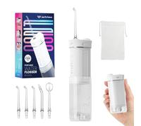 JTF Travel Water Flosser for Teeth Cordless, Mini Portable Oral Irrigator with 4 Modes, 5 Jet Tips, 230ml Water Tank, Ipx7 Waterproof Small Dental Teeth Electric Flosser for Teeth Gums, White