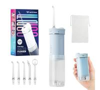 JTF Travel Water Flosser for Teeth Cordless, Mini Portable Oral Irrigator with 4 Modes, 5 Jet Tips, 230ml Water Tank, Ipx7 Waterproof Small Dental Teeth Electric Flosser for Teeth Gums, Blue