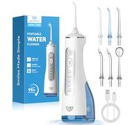 JTF Water Flosser, 3 Modes & 10 DIY Pressure Levels, 60-Day Battery, 300ML Tank & 6 Jet Tips, Portable Dental Tooth Irrigator for Daily Oral, Orthodontic, Braces, Sensitive Gums Home Travel, White