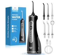 JTF Water Flosser, 3 Modes & 10 DIY Pressure Levels, 60-Day Battery, 300ML Tank & 6 Jet Tips, Portable Dental Tooth Irrigator for Daily Oral, Orthodontic, Braces, Sensitive Gums Home Travel, Black