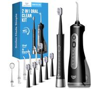 JTF Water Flosser and Electric Toothbrush Set, 2-in-1 Multiple Modes Oral Care Kit for Teeth Flossing & Brushing, Portable Combo for Teeth Cleaning and Gum Health, Cordless for Home & Travel, Black