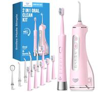 JTF Water Flosser and Electric Toothbrush Set, 2-in-1 Multiple Modes Oral Care Kit for Teeth Flossing & Brushing, Portable Combo for Teeth Cleaning and Gum Health, Cordless for Home & Travel, Pink