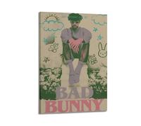 JTFCKH Bad Bunny Rapper Music Signed Limited Album Cover Prints Posters Canvas Wall Art Room Aesthetic Posters Music Classroom Bedroom Wall Decor Art 12x18inch(30x45cm) Frame-style