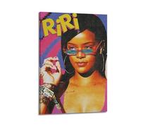 JTFCKH Rihanna Rapper Music Signed Limited Album Cover Prints Posters Canvas Wall Art Room Aesthetic Posters Music Classroom Bedroom Wall Decor Art 16x24inch(40x60cm) Frame-style