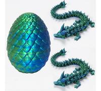 Jtffjsy 3D Printed Dragon Eggs Height 13cm with Two 30cm Crystal Dragons Inside,Full Articulated Flexible Joints,3D Printed Animals Set,Fidget Toy,A Magical Easter Gift for Kids