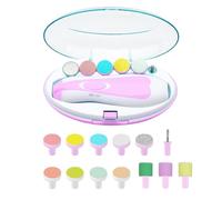 Jtffjsy Electric Baby Nail File,15 in 1 Safe Baby Nail Trimmer,Clippers with 13 Filing Heads and Led Light for Baby and Adult Use,Porable Baby Nail Care Kit(No Battery Include) (Pink, 15 in 1)