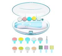 Jtffjsy Electric Baby Nail File,15 in 1 Safe Baby Nail Trimmer,Clippers with 13 Filing Heads and Led Light for Baby and Adult Use,Porable Baby Nail Care Kit(No Battery Include) (Blue, 15 in 1)