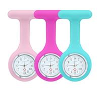 Jtffjsy Nurse Watch Brooch Fob,Silicone PLC with Pin/Clip,for Women for The Health Care Industry (Blue Pink Red)