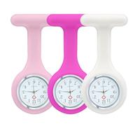 Jtffjsy Nurse Watch Brooch Fob,Silicone PLC with Pin/Clip,for Women for The Health Care Industry (White Pink Red)