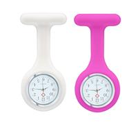 Jtffjsy Nurse Watch Brooch Fob,Silicone PLC with Pin/Clip,for Women for The Health Care Industry (White Red)