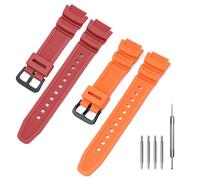 Jtffjsy Replacement Silicone Band for Casio AE-1300, AE-1200 W218H W-219H F-108WH SGW-300H W800H Waterproof Natural Resin Strap (OrangeRed)
