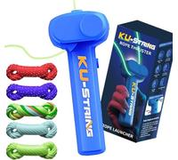 Jtffjsy String Rope Launcher,5 Fluorescent Ropes Glow in the Dark,Zip String,USB-Rechargeable,Electric,Outdoor Toy Viral, Fidget Toy for Children and Adults (Dark Blue Rope)