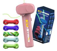 Jtffjsy String Rope Launcher,5 Fluorescent Ropes Glow in the Dark,Zip String,USB-Rechargeable,Electric,Outdoor Toy Viral, Fidget Toy for Children and Adults (Taffy Pink New)