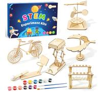 JTgugu 6 Pieces Electronics Kit for Kids Ages 8-14, STEM Science Experiment Kit, Wooden DIY Building Kit 3D Puzzle, Technology Experiment Educational Toy Gift for Boys