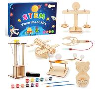 JTgugu 6 Pieces Science Experiments for Kids Ages 8-14, Electronics Kit STEM Educational Toy, Experiment Kit with Wooden DIY Building Kit 3D Puzzle, Technology Toy Gift for Boys and Girls