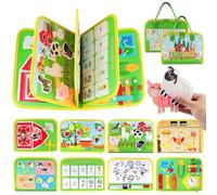 JTgugu Busy Book Montessori Toy from 1 2 3 4 Years, Felt Quiet Book Activity Book for Toddlers, Sensory Educational Toy, Travel for Car Trips, Aeroplane Gift Children Boys Girls - Farm Life