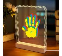 JTgugu Handprint Set Family with Space for 4, DIY Acrylic Panels LED Light, Imprint Set Baby Hand & Foot for New Mother Parents Father's Day Mother's Day Anniversary Gift Home Decoration