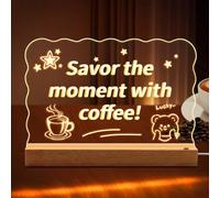 JTgugu LED Noteboard with Colours, 20 x 30 cm, Acrylic Notice Board with 7 Colouring Pencils & Base, Transparent Acrylic Board, Wipe Clean Drawing Board, Writing Board with Adapter, Message Board