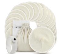 JTgugu Pack of 18 Reusable Nursing Pads Made of Organic Bamboo, 12 cm Washable Breast Pads with Laundry Net - Soft, Absorbent & Leak-Proof Nursing Pads for Comfort during Breastfeeding, 4 Layers White