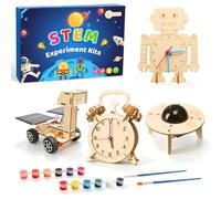 JTgugu Set of 4 STEM Science Experiments for Kids Ages 8-14, Electronics Kit & Experiment Kit, Wooden DIY 3D Puzzle Building Kit, Science Toy Gift Idea for Boys, Creative Educational Toy