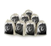 JTKBNVM 8 PCS Muslin Bags African Lion Black And White Drawstring Gift Bags Reusable Sachet Bag for Spice Empty Small Burlap Gift Pouches for Cooking Jewelry Tea