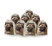 JTKBNVM 8 PCS Muslin Bags Animal Pug Dog Drawstring Gift Bags Reusable Sachet Bag for Spice Empty Small Burlap Gift Pouches for Cooking Jewelry Tea