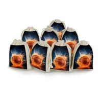JTKBNVM 8 PCS Muslin Bags Basketball on Fire Drawstring Gift Bags Reusable Sachet Bag for Spice Empty Small Burlap Gift Pouches for Cooking Jewelry Tea