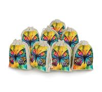 JTKBNVM 8 PCS Muslin Bags Butterfly Tie Dye Drawstring Gift Bags Reusable Sachet Bag for Spice Empty Small Burlap Gift Pouches for Cooking Jewelry Tea