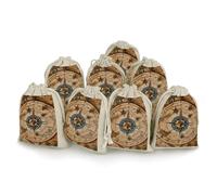 JTKBNVM 8 PCS Muslin Bags Compass And Old World Map Drawstring Gift Bags Reusable Sachet Bag for Spice Empty Small Burlap Gift Pouches for Cooking Jewelry Tea