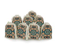 JTKBNVM 8 PCS Muslin Bags Dark Orange Grid Drawstring Gift Bags Reusable Sachet Bag for Spice Empty Small Burlap Gift Pouches for Cooking Jewelry Tea