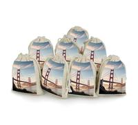 JTKBNVM 8 PCS Muslin Bags Golden Gate Bridge Drawstring Gift Bags Reusable Sachet Bag for Spice Empty Small Burlap Gift Pouches for Cooking Jewelry Tea