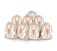JTKBNVM 8 PCS Muslin Bags Orange Shrimp Pattern Drawstring Gift Bags Reusable Sachet Bag for Spice Empty Small Burlap Gift Pouches for Cooking Jewelry Tea