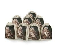 JTKBNVM 8 PCS Muslin Bags Wildlife Animal Owl Drawstring Gift Bags Reusable Sachet Bag for Spice Empty Small Burlap Gift Pouches for Cooking Jewelry Tea
