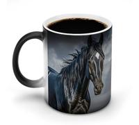 JTKBNVM A Dark Horse Color Changing Coffee Mug 11oz Magic Ceramic Cup with Heat Sensitive Design Novelty Black to White Transformation Mug for Halloween Christmas Gifts Women Men