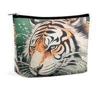 JTKBNVM A Hand Drawn Tiger Makeup Bag for Women Waterproof Cosmetic Bag Portable Travel Toiletry Bag Storage Bag Large Makeup Pouch Handheld Makeup Bag for Work, style, One Size