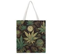 JTKBNVM A Puff In Time Weed Canvas Tote Bag with Handles Reversible Reusable Grocery Bags Foldable Carry on Tote Purse Casual Everyday Shoulder Handbag for Shopping Work Beach Market