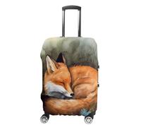 JTKBNVM A Sleeping Fox Luggage Covers Tsa Approved Suitcase Cover Elastic Washable Luggage Sleeve Carry on Cover Protector Anti-Scratch Suitcase Protector Fits 19-30 Inch Case, white, M