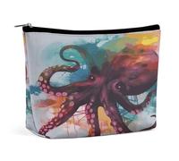 JTKBNVM Abstract Colorful Octopus Makeup Bag for Women Waterproof Cosmetic Bag Portable Travel Toiletry Bag Storage Bag Large Makeup Pouch Handheld Makeup Bag for Work, style, One Size