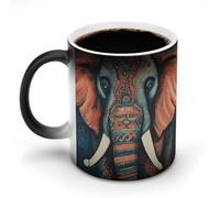 JTKBNVM Abstract Elephant Color Changing Coffee Mug 11oz Magic Ceramic Cup with Heat Sensitive Design Novelty Black to White Transformation Mug for Halloween Christmas Gifts Women Men