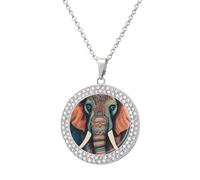 JTKBNVM Abstract Elephant Diamond Necklaces for Women 20" Chain Couple Necklace Personalized Memorial Pendant Jewelry Keepsake Birthday Anniversary Valentines Day Gift for Girlfriend Mom, One size