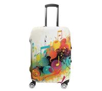 JTKBNVM Abstract Music Themed Luggage Covers Tsa Approved Suitcase Cover Elastic Washable Luggage Sleeve Carry on Cover Protector Anti-Scratch Suitcase Protector Fits 19-30 Inch Case, white, XL